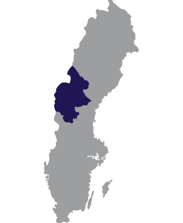 Landkaart Zweden grijs met provincie Jämtland donkerblauw op transparante achtergrond - 600 * 733 pixels